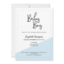 Chá de Menino Moderno Azul de Script Simples