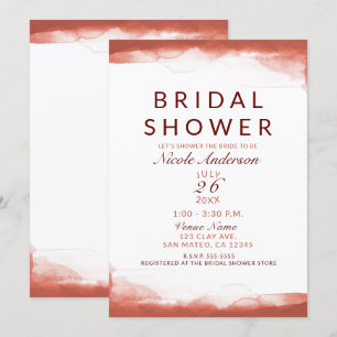 Convites Chá de Noiva Água-forte Argila Vermelha Chic