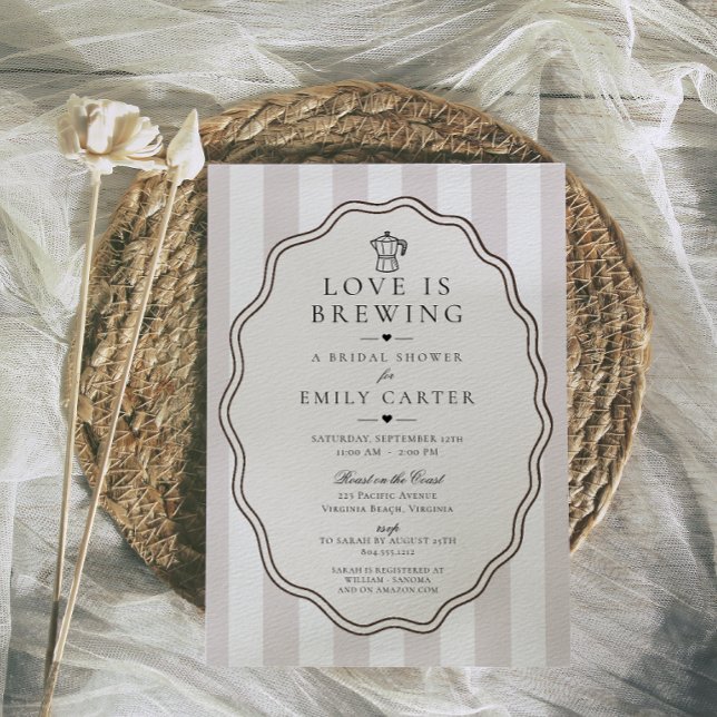 Convites Chá de Noiva Amor em Fervura do Café (Love is Brewing Modern Coffee Bridal Shower Invitation )