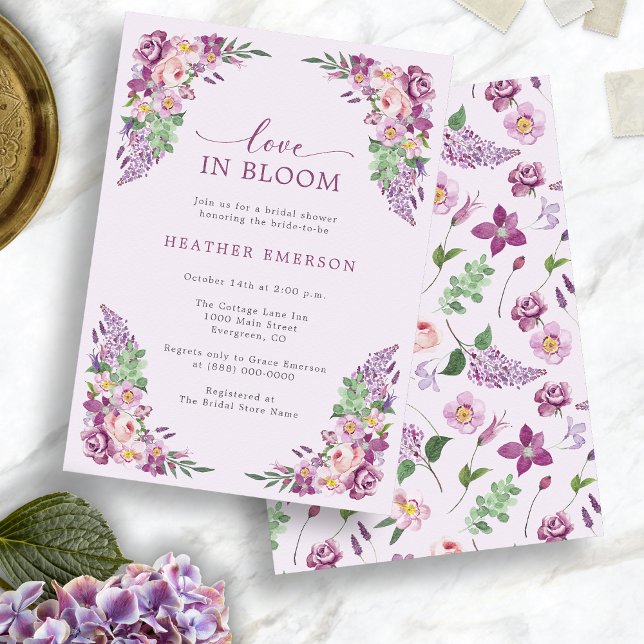 Convites Chá de Noiva Amor Lavanda (Lavender Love Bridal Shower Invitation
)