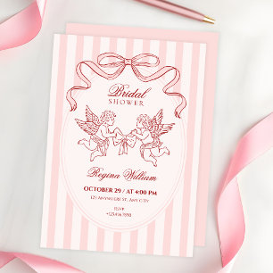 Convites Chá de noiva anjo Cupido rosa