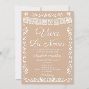 Convites Chá de Noiva Beige Cielito Lindo Viva La Novia