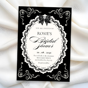 Convites Chá de noiva Black Elegant