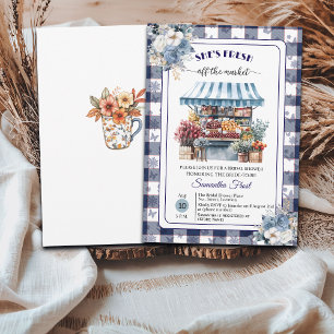 Convites Chá de Noiva Blue Gingham Off the Market