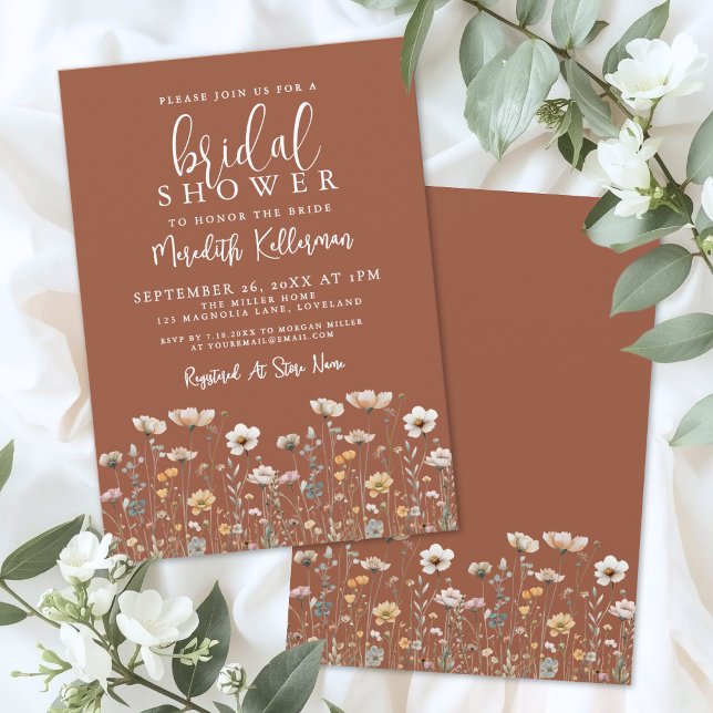 Convites Chá de Noiva Boho Flor Silvestre (Boho Wildflower Bridal Shower Invitation)