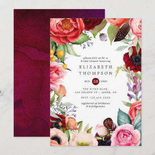 Convites Chá de Noiva Boho Floral Aquarela