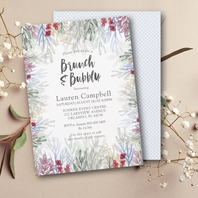 Convites Chá de Noiva Boho Foliage Inverno Aquarela (Criador carregado)