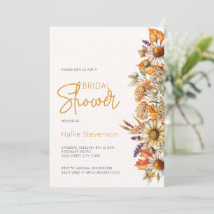 Convites Chá de Noiva Boho Outono Aquarela Flor Silvestre