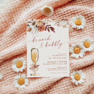 Convites Chá de Noiva Boho Terracotta Brunch Bubbly