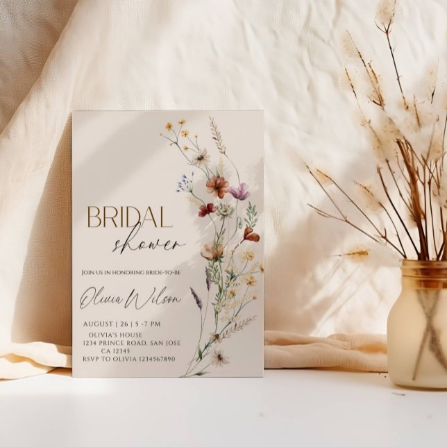 Convites Chá de Noiva Boho Wildflower - Jardim Floral Rústi (Criador carregado)