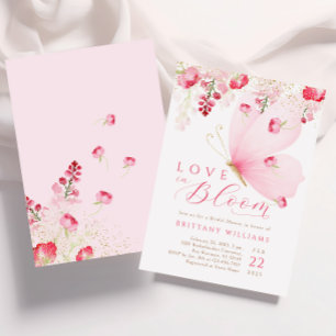 Convites Chá de Noiva Borboleta Amor em Flor