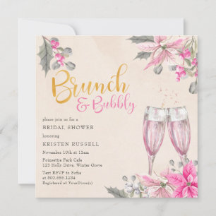 Convites Chá de Noiva Borbulhante Brunch Floral de Inverno