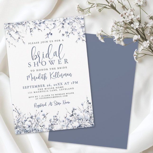 Convites Chá de Noiva Botânico de Inverno (Botanical Winter Bridal Shower Invitation )