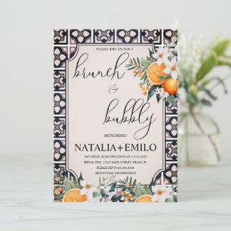 Convites Chá de Noiva Brunch Floral Laranja Itália
