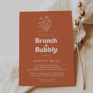 Convites Chá de Noiva Bubbly Brunch de Flores Silvestres de