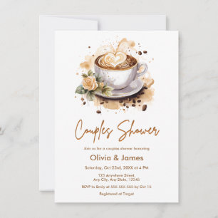 Convites Chá de Noiva Casais Foto de Casamento Floral Café