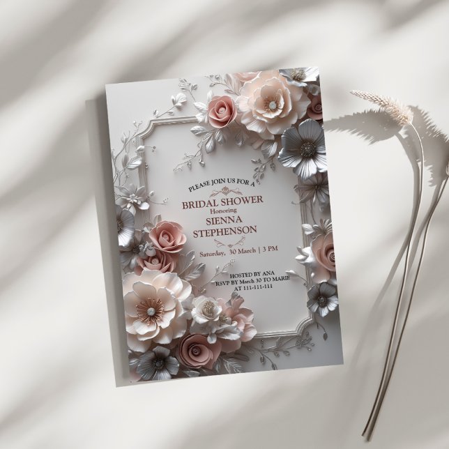 Convites Chá de Noiva/Casamento com Tema Floral Elegante (Criador carregado)