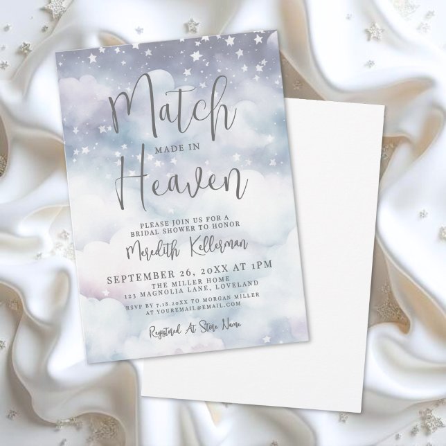 Convites Chá de Noiva Casamento Combinado no Céu (Match Made In Heaven Bridal Shower Invitation)
