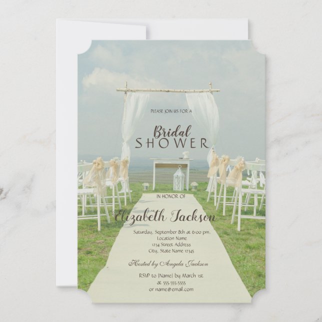 Convites Chá de Noiva Casamento na Arbor Beach (Frente)