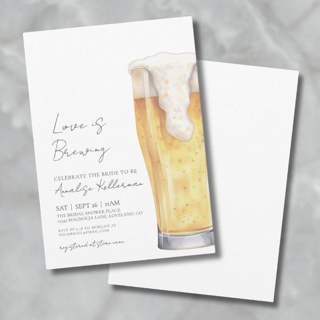 Convites Chá de Noiva Cerveja Love Is Brewing (Love Is Brewing Beer Bridal Shower Invitation)