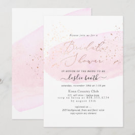 Convites Chá de Noiva Champanhe Rosa em Aquarela PixDezines