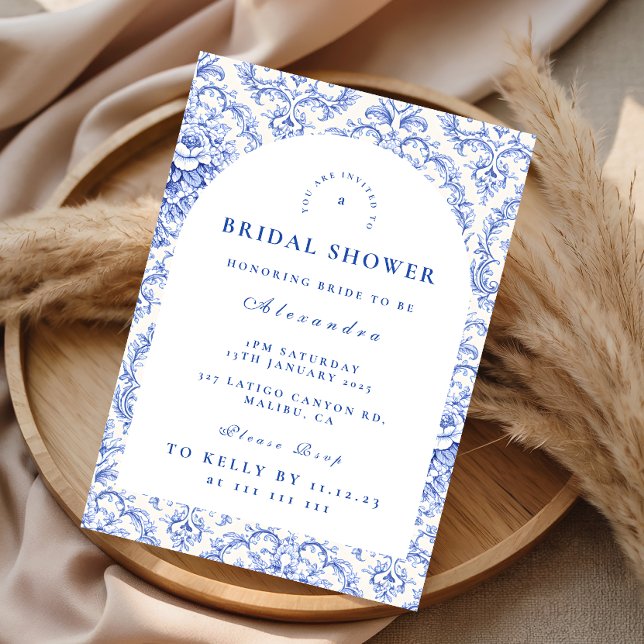 Convites Chá de Noiva Clássico Francês Toile (Criador carregado)