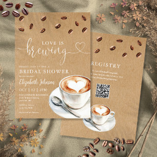 Convites Chá de Noiva Código QR do Café Love Is Brewing