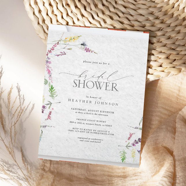 Convites Chá de Noiva com Aquarela de Flor Silvestre Rosa C (Criador carregado)