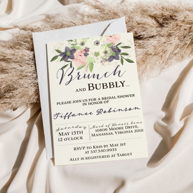 Convites Chá de Noiva com Brunch de Aquarela e Bolhas (Criador carregado)