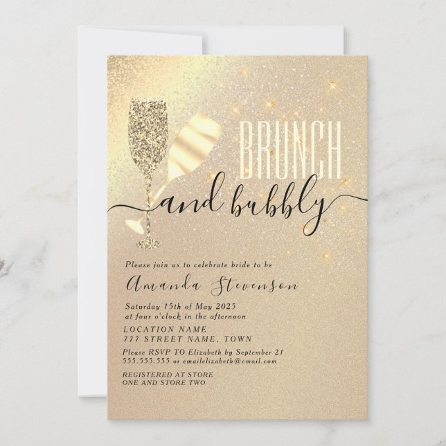 Convites Chá de Noiva com Brunch e Bolhas (Frente)