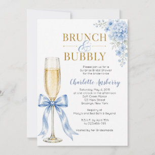 Convites Chá de Noiva com Brunch e Bolhas Azul
