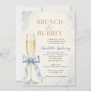 Convites Chá de Noiva com Brunch e Bolhas Azul