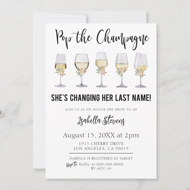 Convites Chá de Noiva com Champagne (Frente)