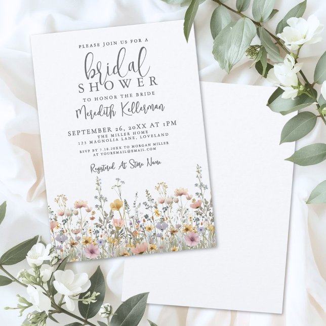 Convites Chá de Noiva com Flores Silvestres (Wildflower Floral Bridal Shower Invitation)