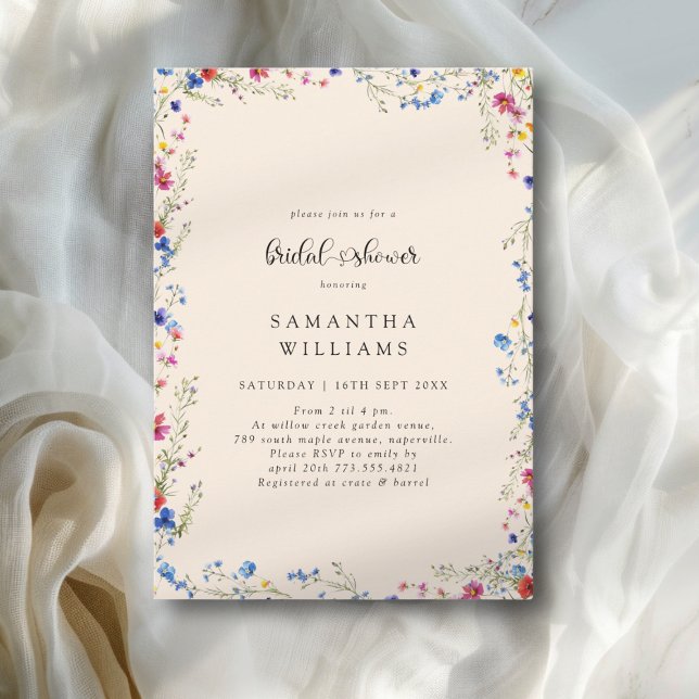 Convites Chá de Noiva com Flores Silvestres Modernas (Modern Wildflower Bridal Shower Invitation)
