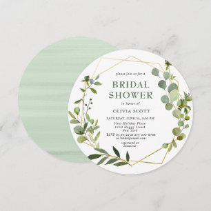 Convites Chá de Noiva com Moldura Geométrica de Eucalipto M