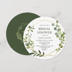 Convites Chá de Noiva com Moldura Geométrica de Eucalipto M