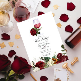 Convites Chá de Noiva com tema de Vinho Floral em Borgonha 