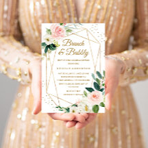 Chá de Noiva Cor-de-rosa Dourado Floral Brunch e E