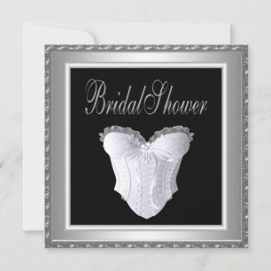 Convites Chá de Noiva Corset Preto Branco