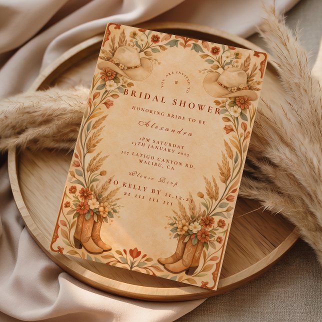 Convites Chá de Noiva Cowgirl Rústica (Criador carregado)