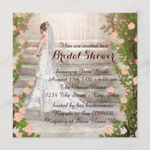 Convites Chá de Noiva da Noiva do Jardim de Rosas Elegante