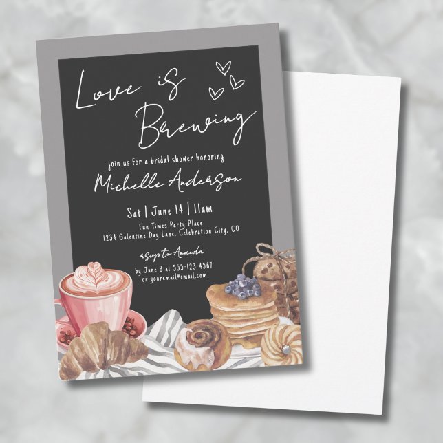 Convites Chá de Noiva de Café (Chalkboard Coffee Brunch Bridal Shower Invitation)