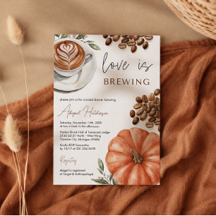 Convites Chá de Noiva de Café com Tempero de Abóbora O Amor