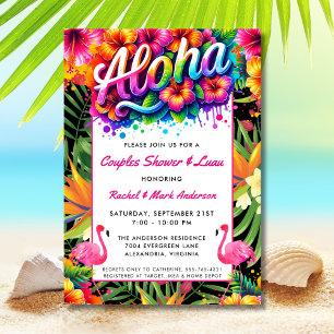 Convites Chá de Noiva de Casais Aloha Tropical Luau
