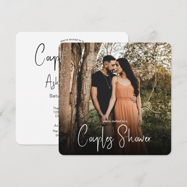 Convites Chá de Noiva de Casais Fotografia (Frente/Verso)