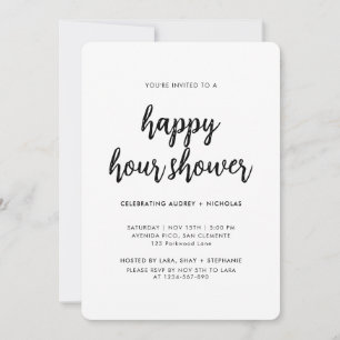 Convites Chá de Noiva de Casal Moderno Simples Happy Hour