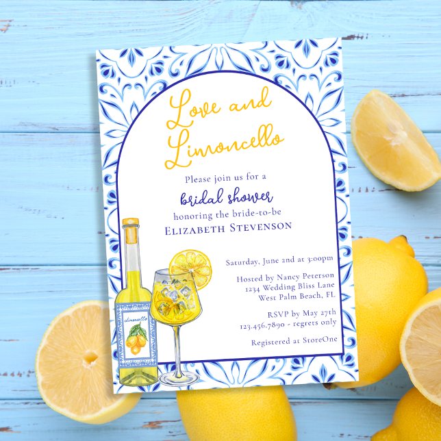 Convites Chá de Noiva de Coquetel Italiano Amor & Limoncell (Criador carregado)