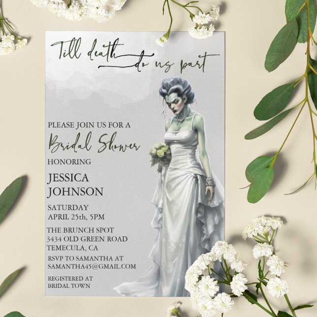 Convites Chá de Noiva de Halloween Noiva do Frankenstein (Criador carregado)