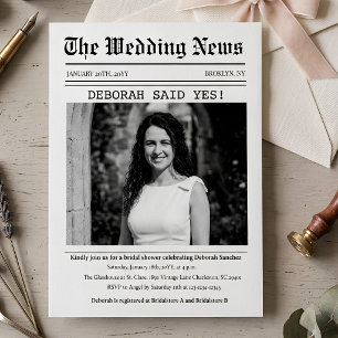 Convites Chá de Noiva de Jornal Vintage Retrô